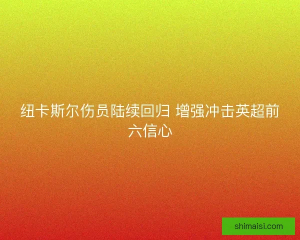 纽卡斯尔伤员陆续回归 增强冲击英超前六信心