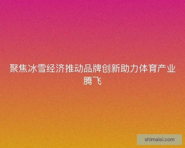 聚焦冰雪经济推动品牌创新助力体育产业腾飞