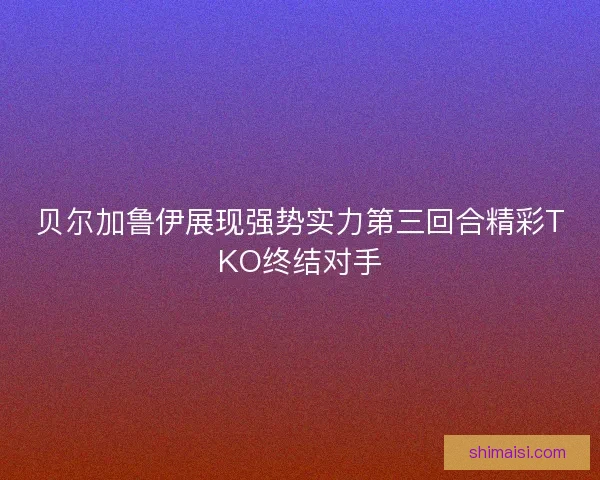 贝尔加鲁伊展现强势实力第三回合精彩TKO终结对手 贝尔加鲁伊展现强势实力第三回合精彩TKO终结对手