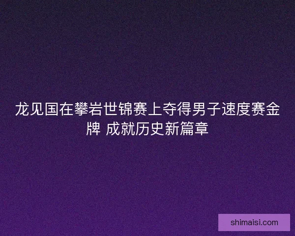 龙见国在攀岩世锦赛上夺得男子速度赛金牌 成就历史新篇章
